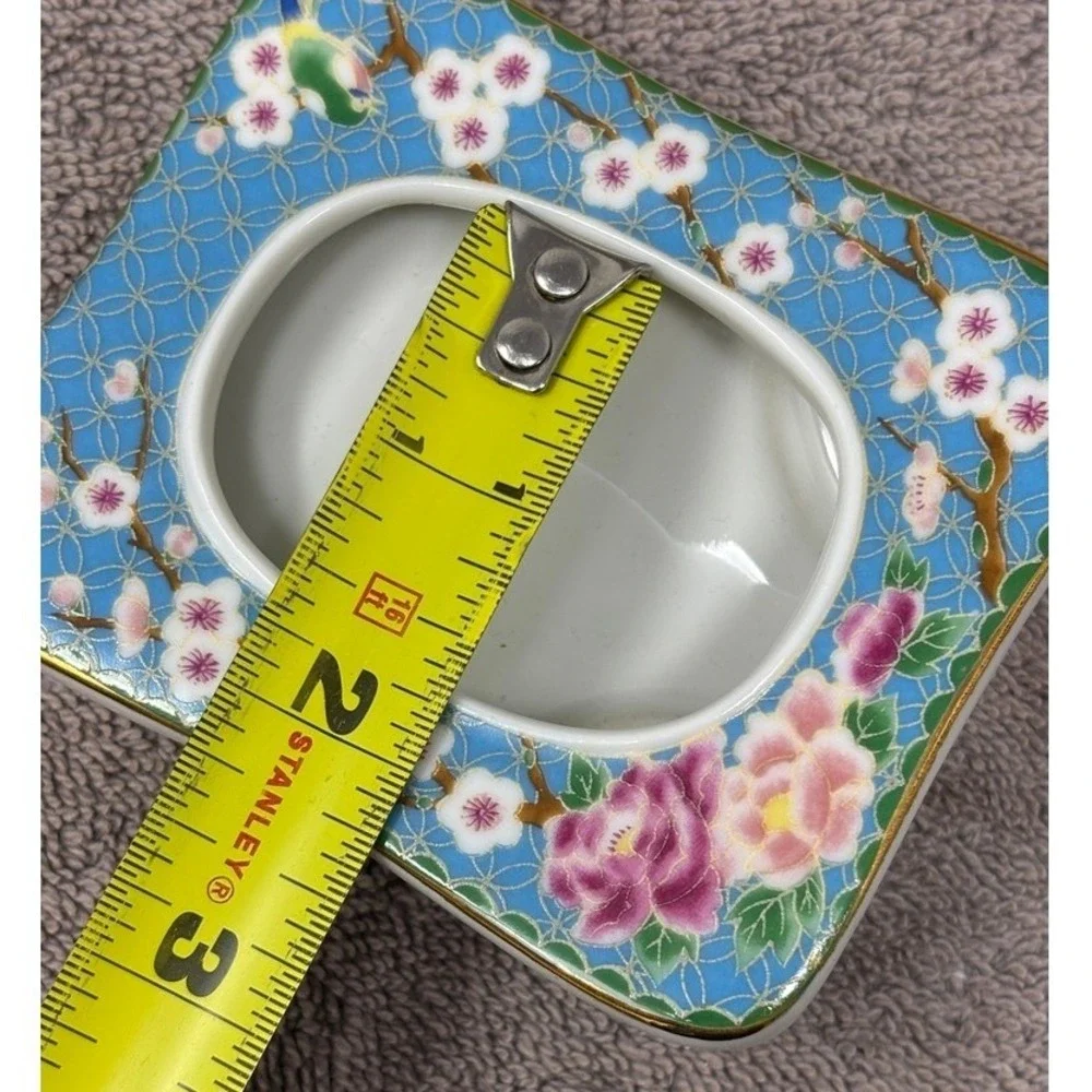 Vtg Takahashi San Francisco Cloisonne Picture Frame Blue Floral Bird Japan 1981